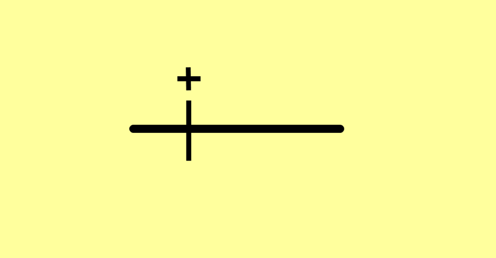 Simbologia elétrica utilizada para representar o condutor positivo no interior do eletroduto no projeto elétrico