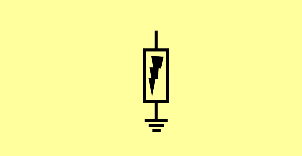 Simbologia elétrica utilizada para representar o dispositivo de proteção contra surtos DPS no projeto elétrico