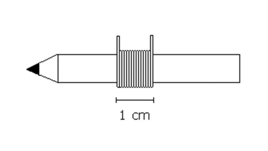 Como fazer a contagem de espiras ou voltas do fio ao redor do lápis para a tabela de fio AWG