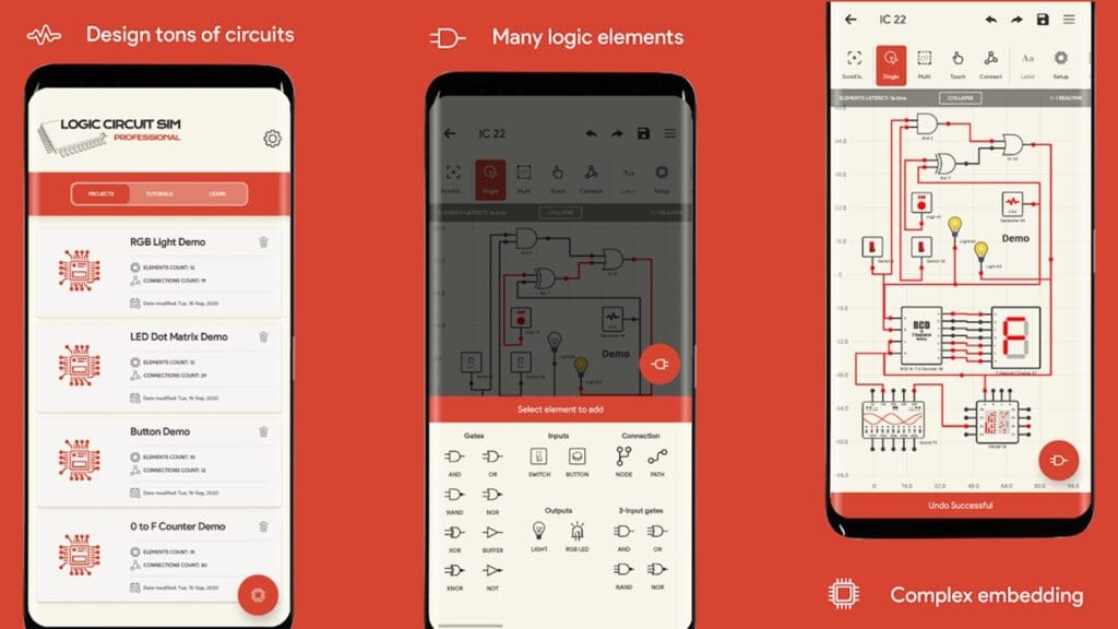 Aplicativo Simulador de Circuito Lógico Pro é um dos tipos de aplicativos para eletricistas