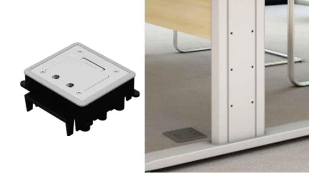 Caixa de passagem elétrica no piso