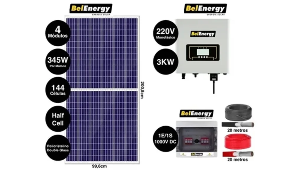 Kit energia solar on grid com inversor solar