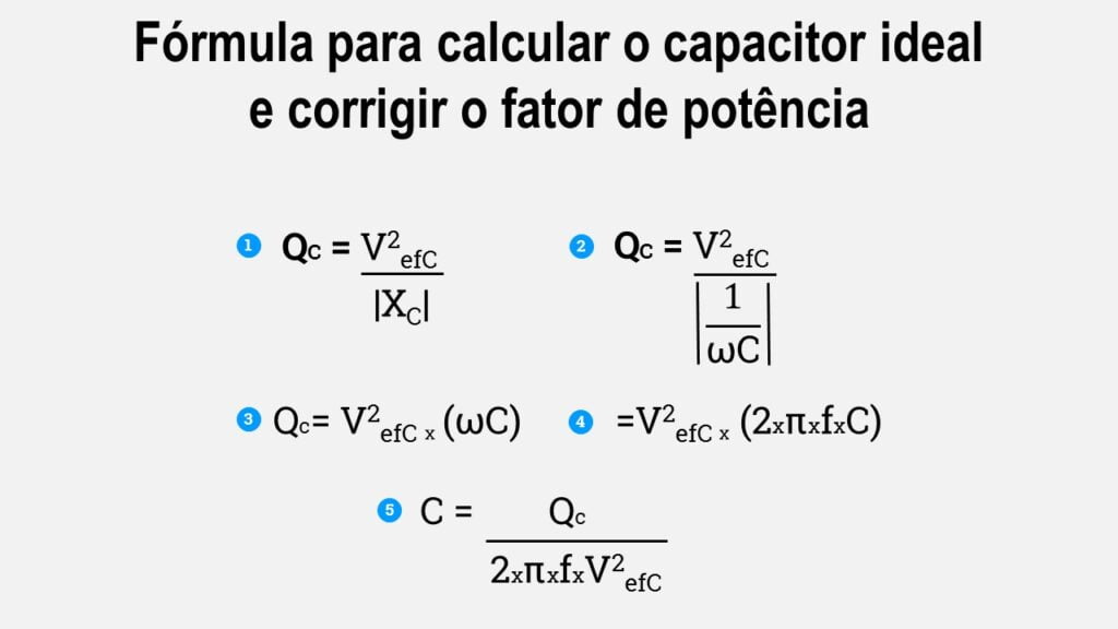 Fórmula para calcular capacitor e corrigir fator de potência