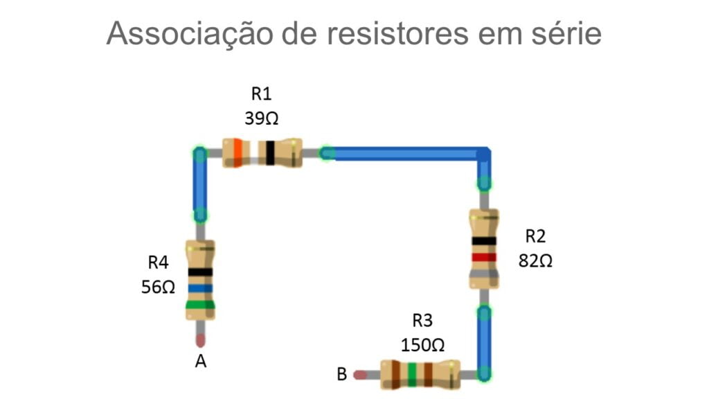 Associação de resistor em série com quatro resistores