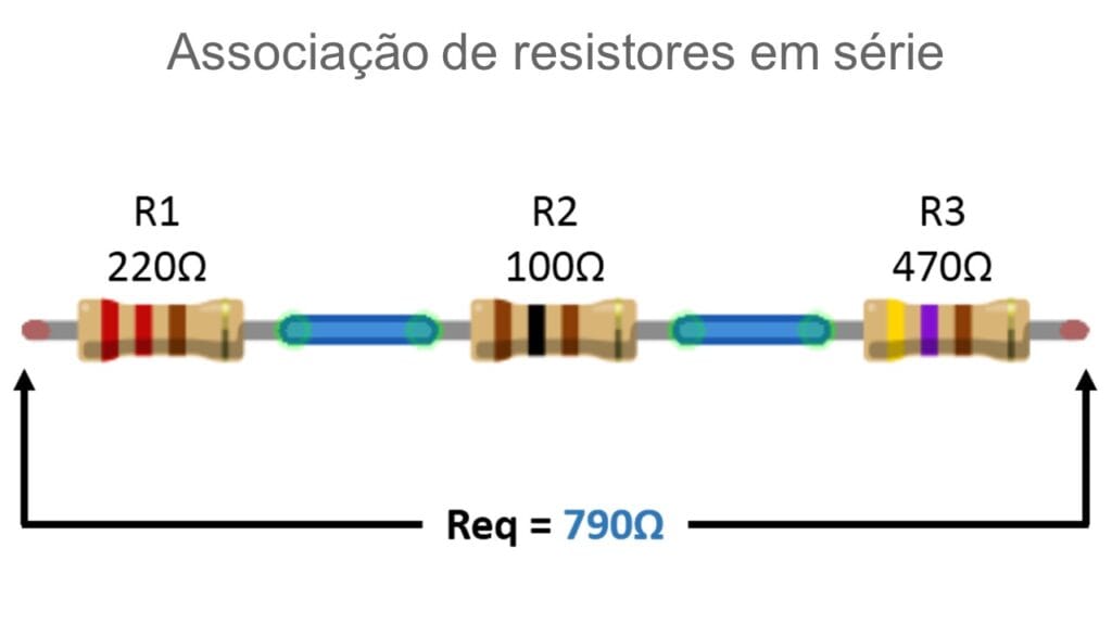 Como calcular a associação de resistor em série com três resistores