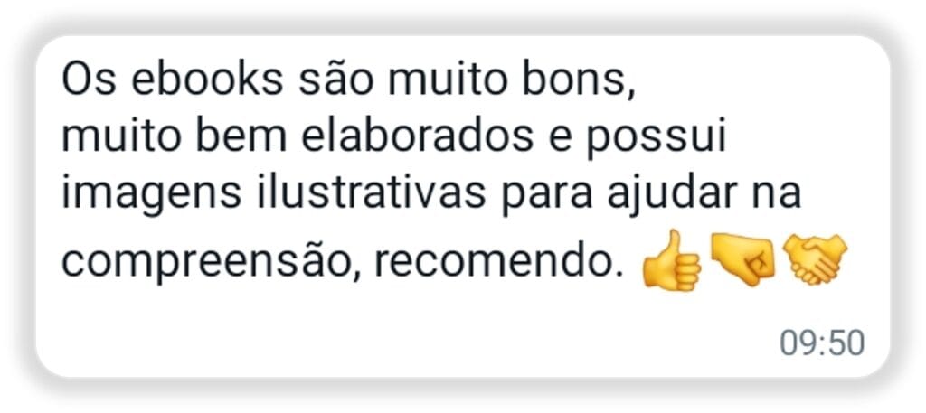 Outro depoimentos de clientes do Novo Kit 9 eBooks